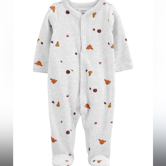 Carters Grey Waffle Thermal Snap-Up Sleep & Play 3 Months - Picture 2 of 4